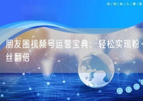 朋友圈视频号运营宝典：轻松实现粉丝翻倍