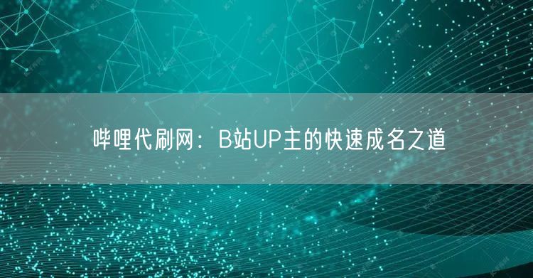 哔哩代刷网：B站UP主的快速成名之道